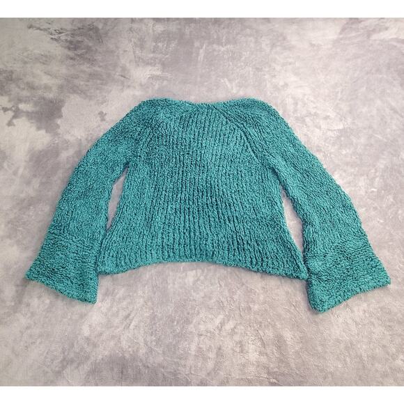 Free People Sz XS-S Sweater Womens Green Sleeve V Neck Chunky Knit Winter C13-4 - Picture 7 of 8